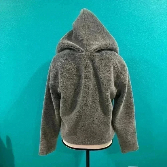 Reformation grey fuzzy zip up hoodie in size xs - Picture 3 of 5